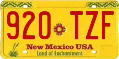 NM license plate 920TZF