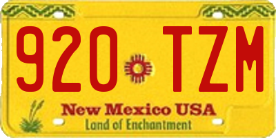 NM license plate 920TZM