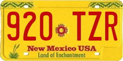 NM license plate 920TZR