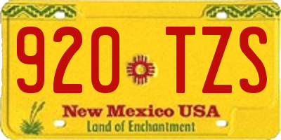 NM license plate 920TZS