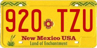 NM license plate 920TZU