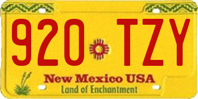 NM license plate 920TZY