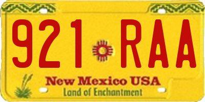 NM license plate 921RAA