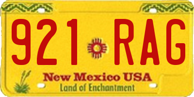 NM license plate 921RAG