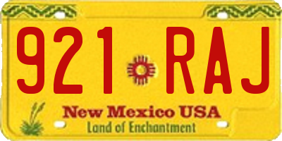 NM license plate 921RAJ