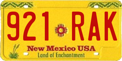 NM license plate 921RAK