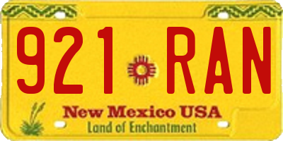 NM license plate 921RAN