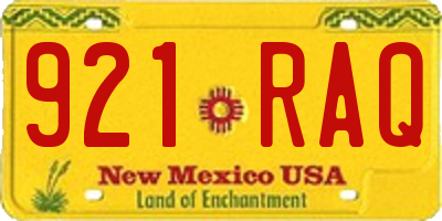 NM license plate 921RAQ