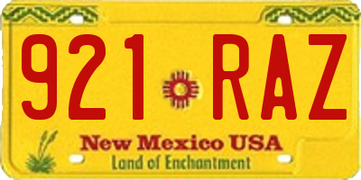 NM license plate 921RAZ