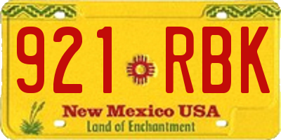 NM license plate 921RBK