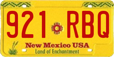 NM license plate 921RBQ