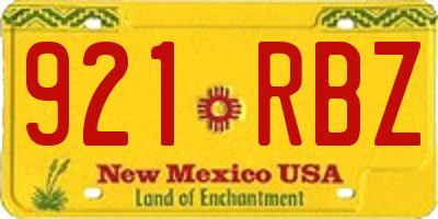 NM license plate 921RBZ