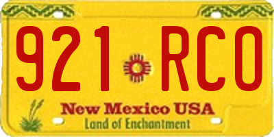 NM license plate 921RCO