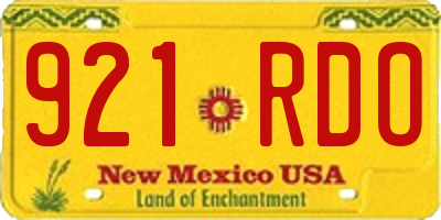 NM license plate 921RDO