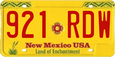 NM license plate 921RDW