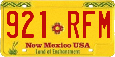 NM license plate 921RFM