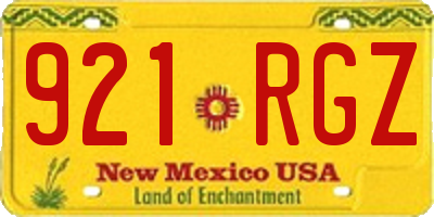 NM license plate 921RGZ