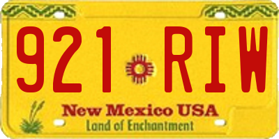 NM license plate 921RIW