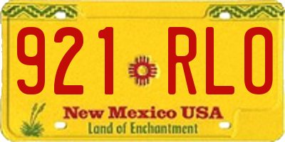 NM license plate 921RLO