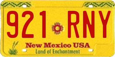 NM license plate 921RNY