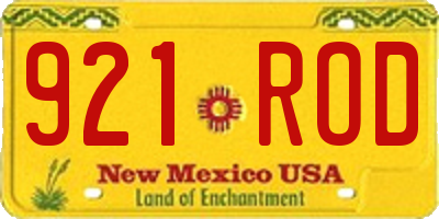 NM license plate 921ROD