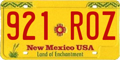NM license plate 921ROZ