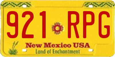 NM license plate 921RPG