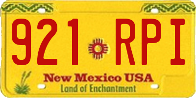NM license plate 921RPI