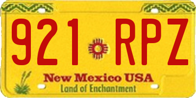 NM license plate 921RPZ