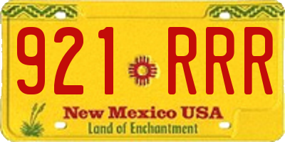 NM license plate 921RRR