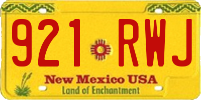 NM license plate 921RWJ
