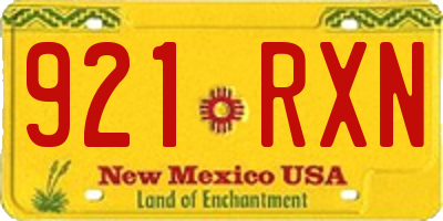 NM license plate 921RXN
