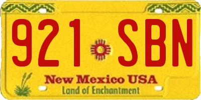 NM license plate 921SBN