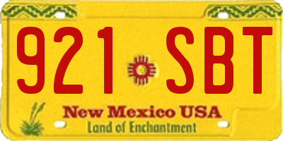 NM license plate 921SBT