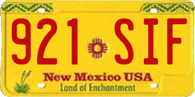 NM license plate 921SIF