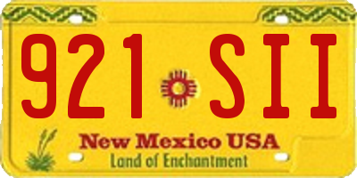 NM license plate 921SII