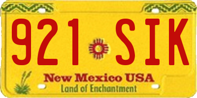 NM license plate 921SIK
