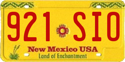 NM license plate 921SIO