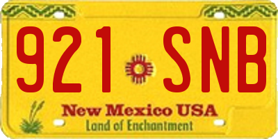 NM license plate 921SNB