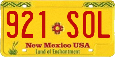 NM license plate 921SOL