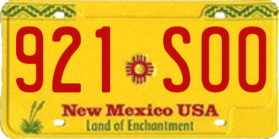 NM license plate 921SOO