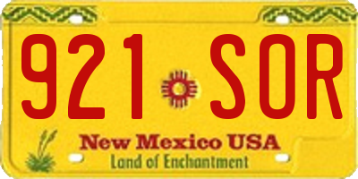 NM license plate 921SOR