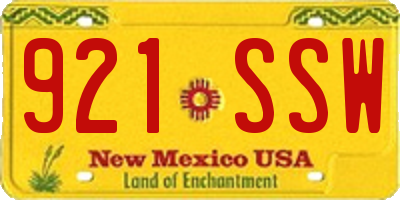 NM license plate 921SSW