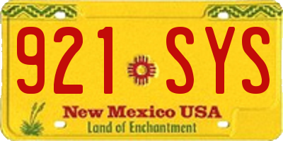 NM license plate 921SYS