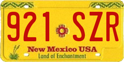 NM license plate 921SZR