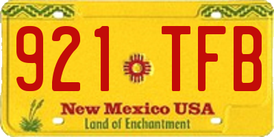 NM license plate 921TFB