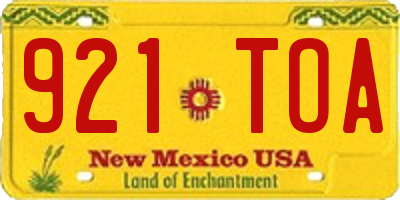 NM license plate 921TOA