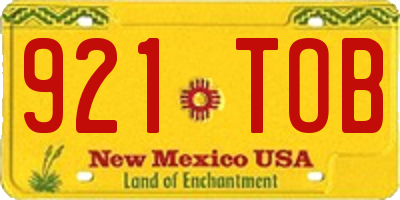 NM license plate 921TOB