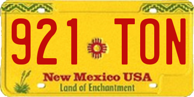 NM license plate 921TON