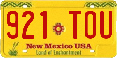 NM license plate 921TOU